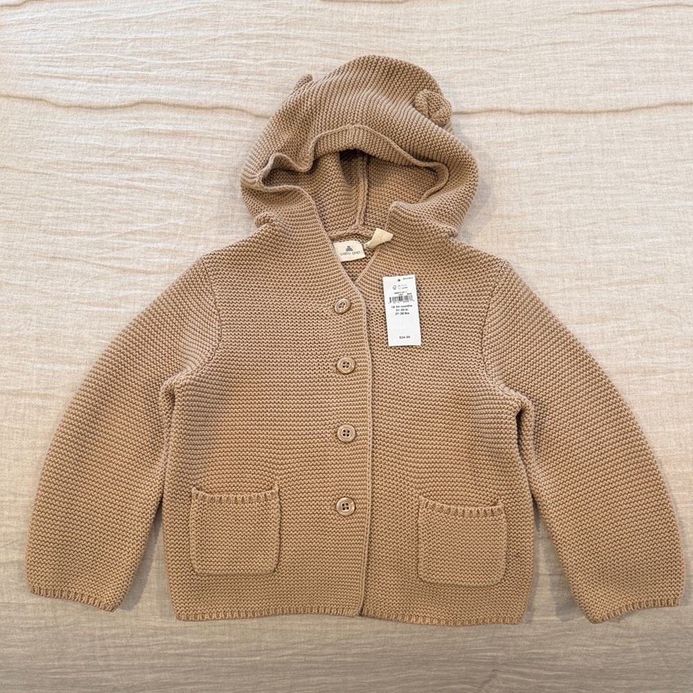 Baby Tan Knit Hooded Cardigan (18-24 months)